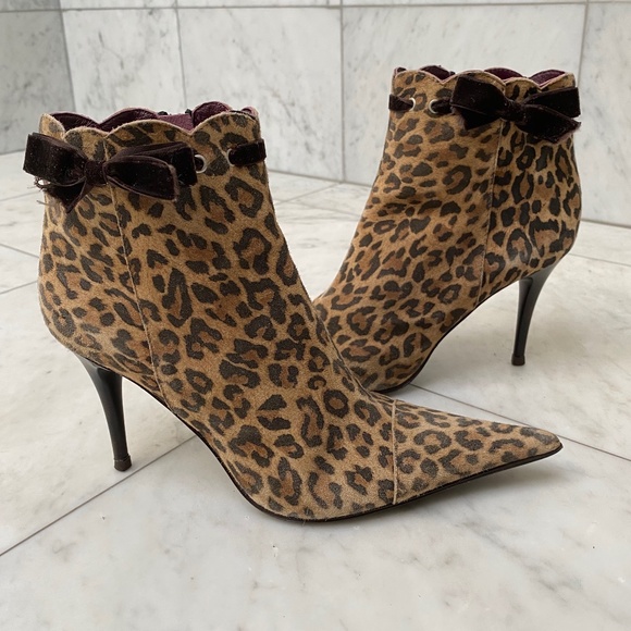 Italian Animal Print Leopard Boots 37/ US 7 - Picture 1 of 13